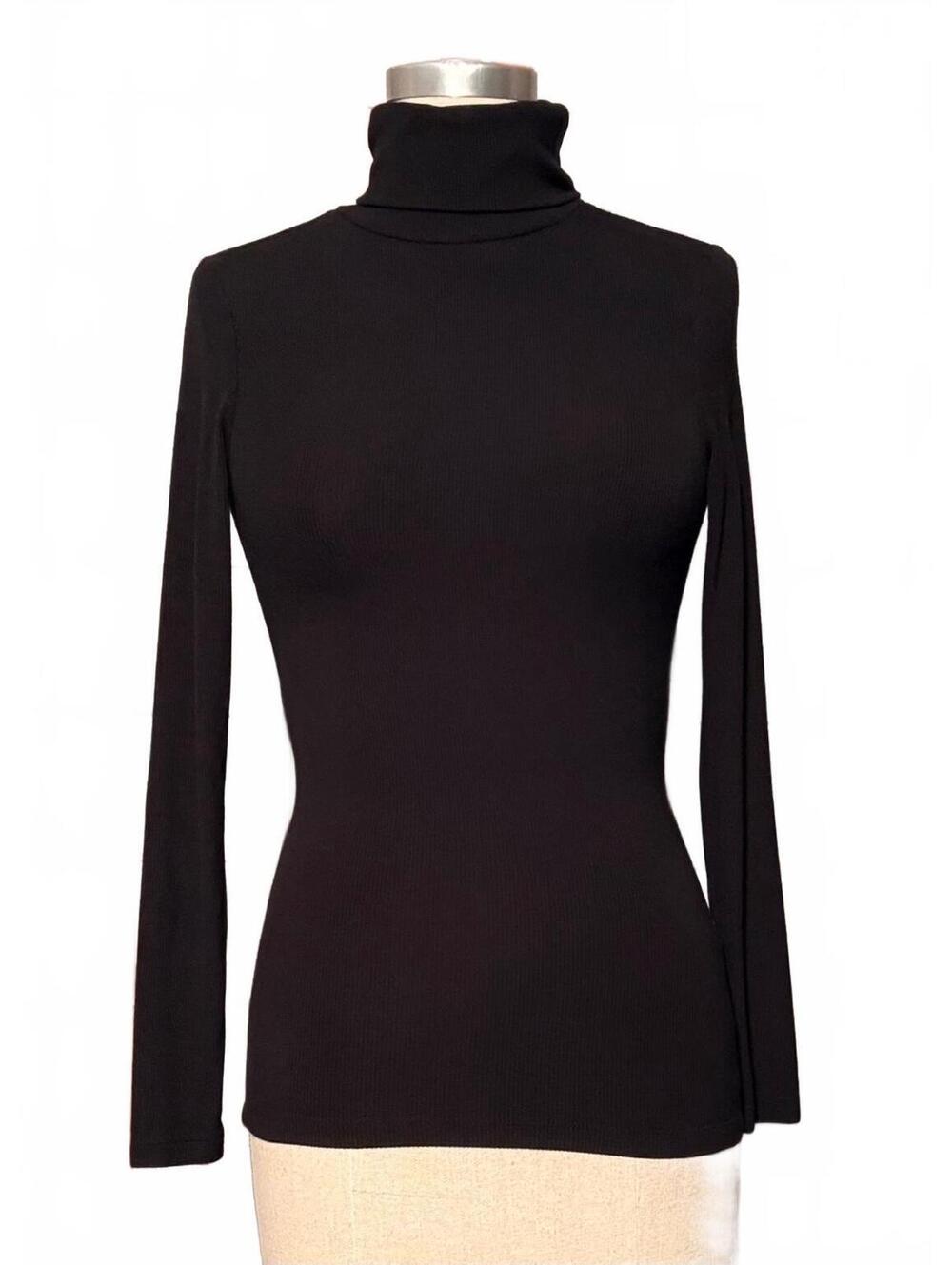 Sanctuary Black Ribbed Turtleneck Long Sleeve Stretch Top XXS